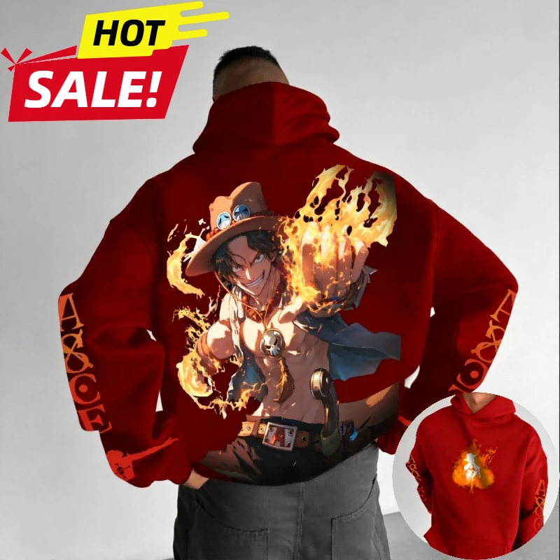 ACE Anime One Piece Harajuku Streetwear 2026 New Men Vintage Hoodie Winter Women Oversized Hooded Sweatshirt Long Sleeve Top photo 6