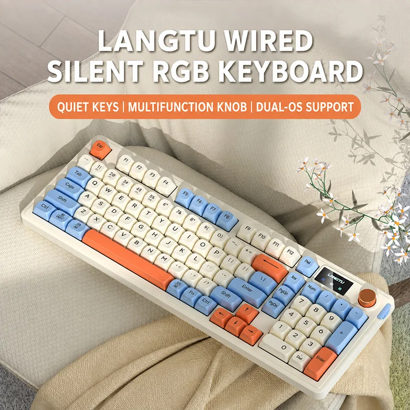 L98 Wired Keyboard 98 Keys Mechanical Feel Rgb Gaming and Office Keyboard Dust-Proof Structure with Display and Multi-Function Knob Suitable for Pc and Laptop photo 6