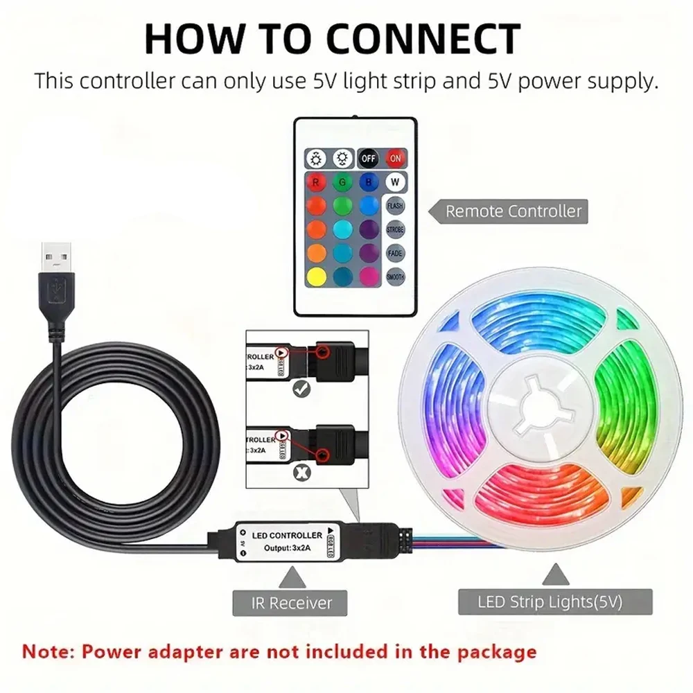 10m 20m Led Strip Lights with 44 Key Remote Control 5050 RGB Tape Led Wall Room for Home Bedroom Party Decor TV Backlight photo 4