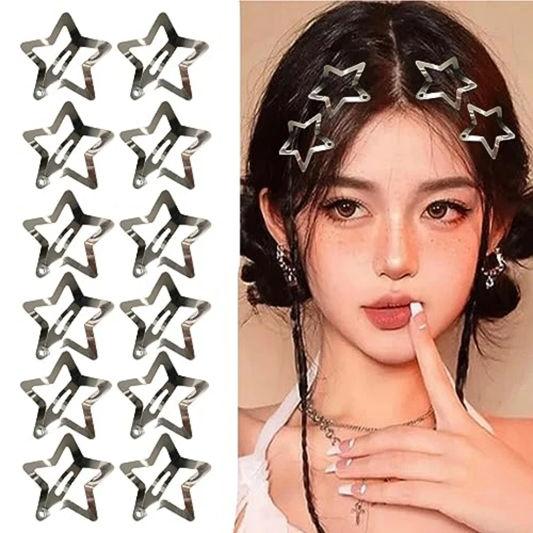 5/15/30/60/100/200pcs Y2K Silver Star Hair Clips for Girls Metal Snap Clip Hairpins Barrettes Hair Grip Jewel Hair Accessories photo 1