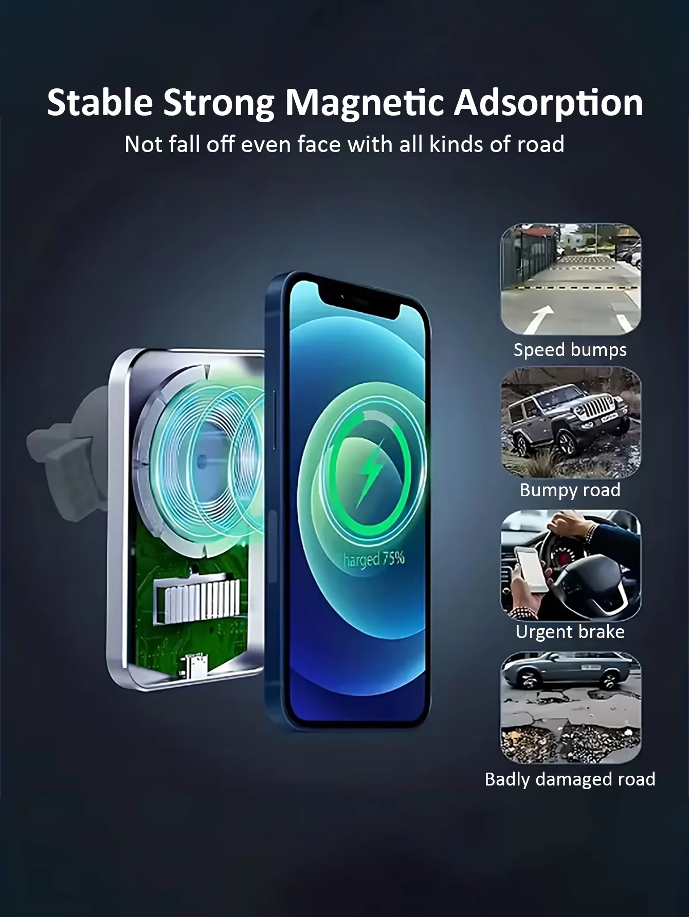 Magnetic Wireless Car Charger Phone Holder 17/16/15/14/13/12 Pro Max Fast Car Charging Station photo 2