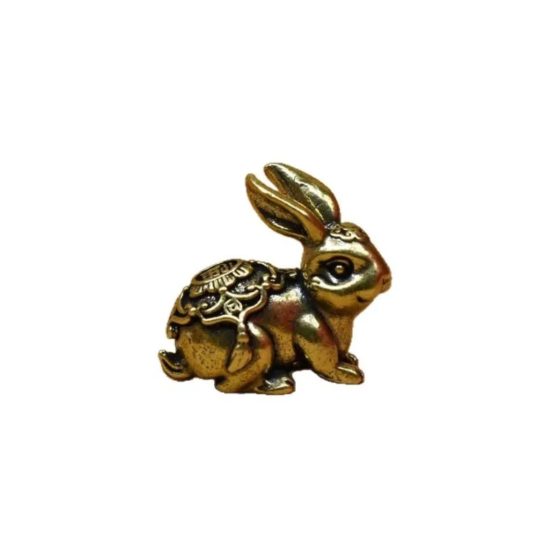 Retro Brass Zodiac Rabbit Figurine Metal Lucky Rabbit Statue Desktop Decoration Feng Shui Collectible Ornament Gift photo 5