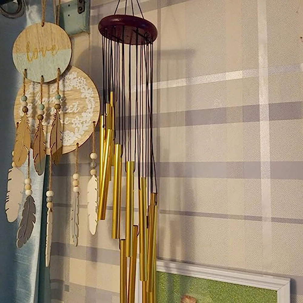 1piece 12 Tubes Aluminum Alloy Wind Chimes with Hook Gold/silver Bells for Outside Home Wedding Party Memorial Decoration Gifts photo 6