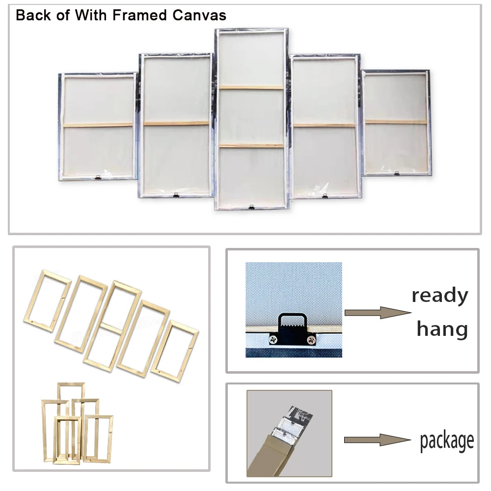 Dropshipping 5 Panel Canvas Art Wall Decor Painting Custom Family Photo Anime Poster Movie Picture Modern Home Decoration Frames photo 5