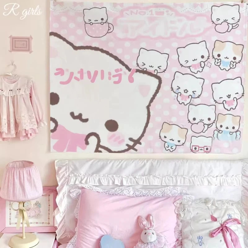 Super Cute Kitten Print Tapestry, Indoor Wall Hanging Decor for Bedroom Dorm Bedside photo 1