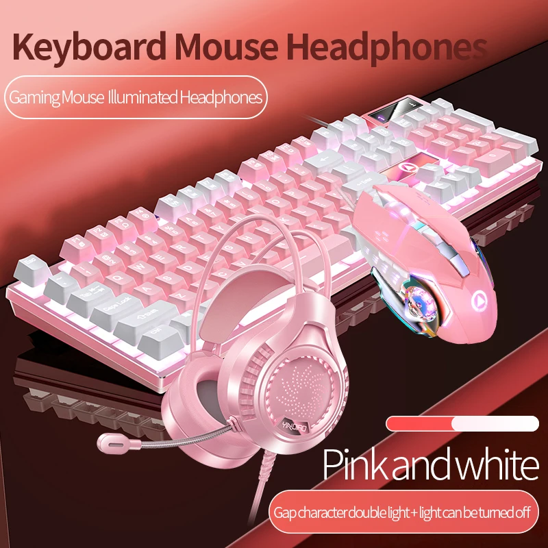 Gaming Keyboard Mouse Headphone Set Wired Backlight Game 104 Keys Keyboards 3600DPI Mice USD 3.5mm Headset Combos for PC Gamer photo 4