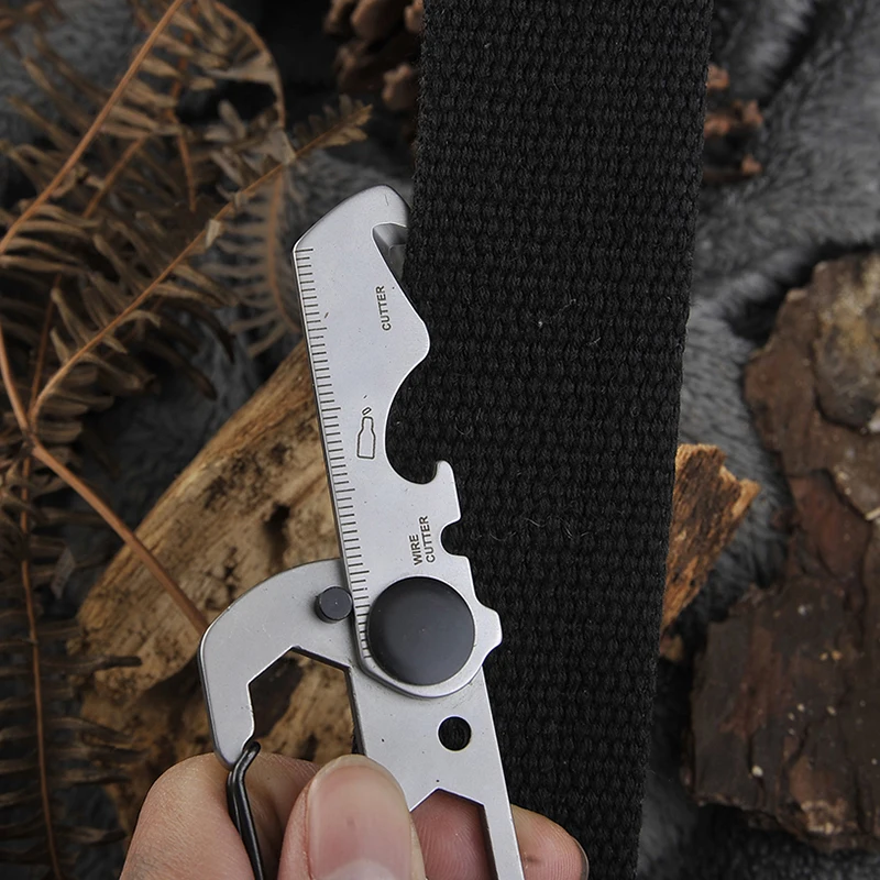 Multifunction Climbing Carabiner EDC Keychain Gear Outdoor Tools Camping Hiking Stainless Steel Wrench Bottle Opener photo 4