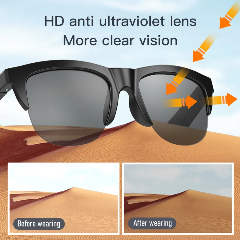 Smart Bluetooth V5.3 Sunglasses Glasses Call Outdoor Sports Headphones HIFI Black Technology Anti-touch UV For Men And Women photo 2
