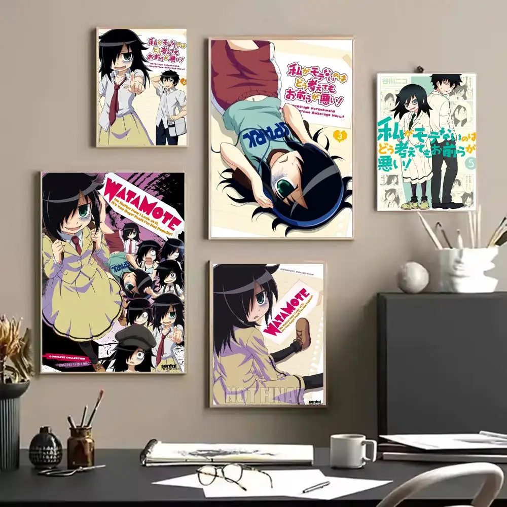 Anime W-Watamote Kuroki Tomoko Painting Calligraphy Canvas Poster Wall Art interior Hallway Home Decoration Holiday Gifts photo 2
