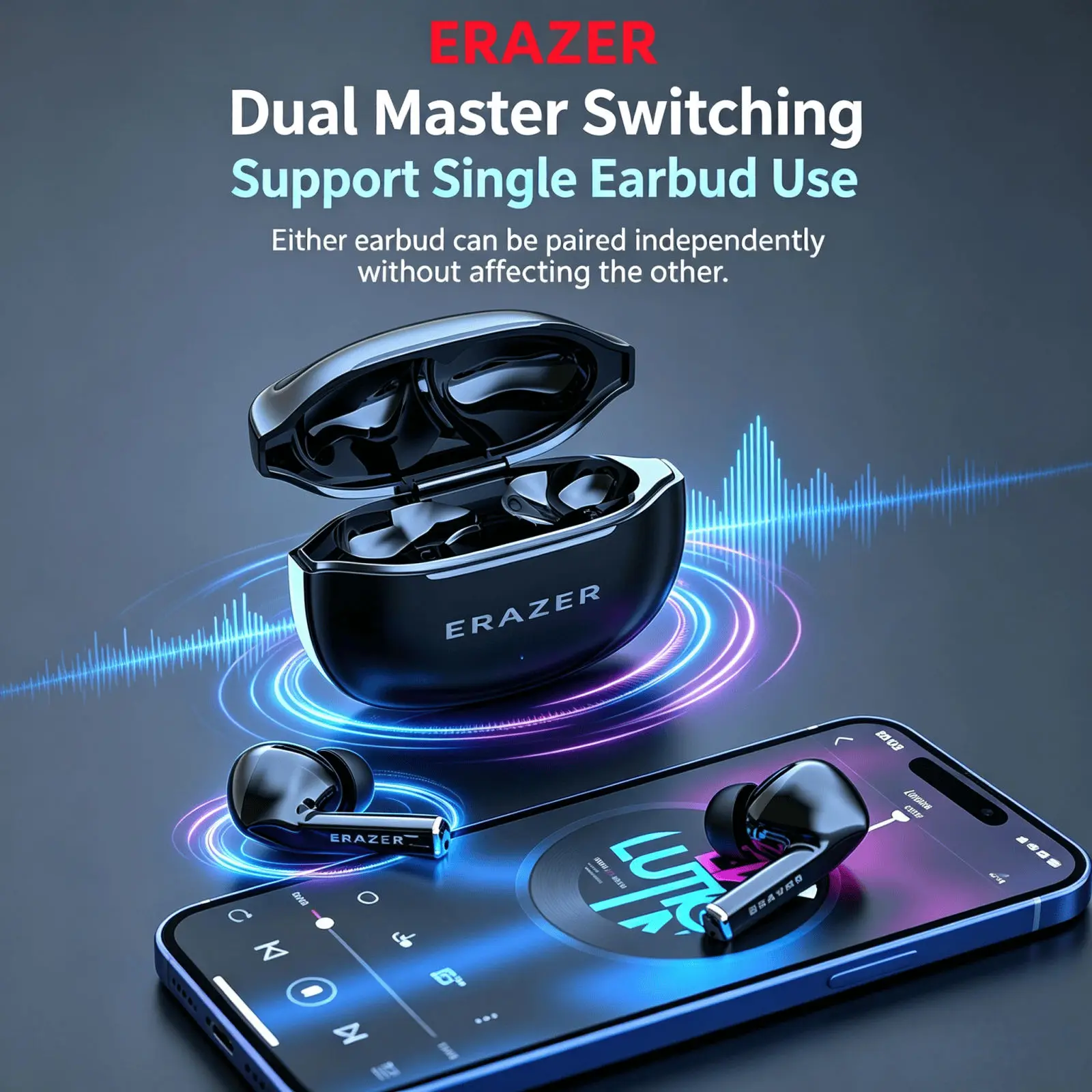 ERAZER HT82 Wireless Earphones Bluetooth 5.4 Earbuds HiFi Audio Deep Bass Headphones For Music Lovers And Outdoor Use Earbuds photo 6