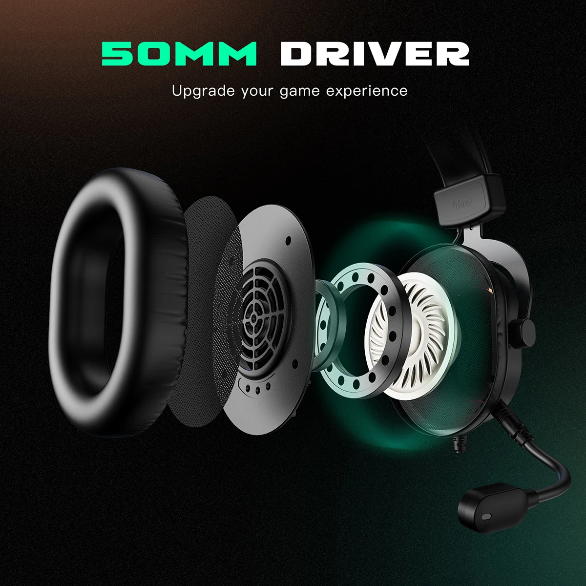 Fifine Dynamic RGB Gaming Headset with Mic Over-Ear Headphones 7.1 Surround Sound PC PS4 PS5 3 EQ Options Game Movie Music photo 3