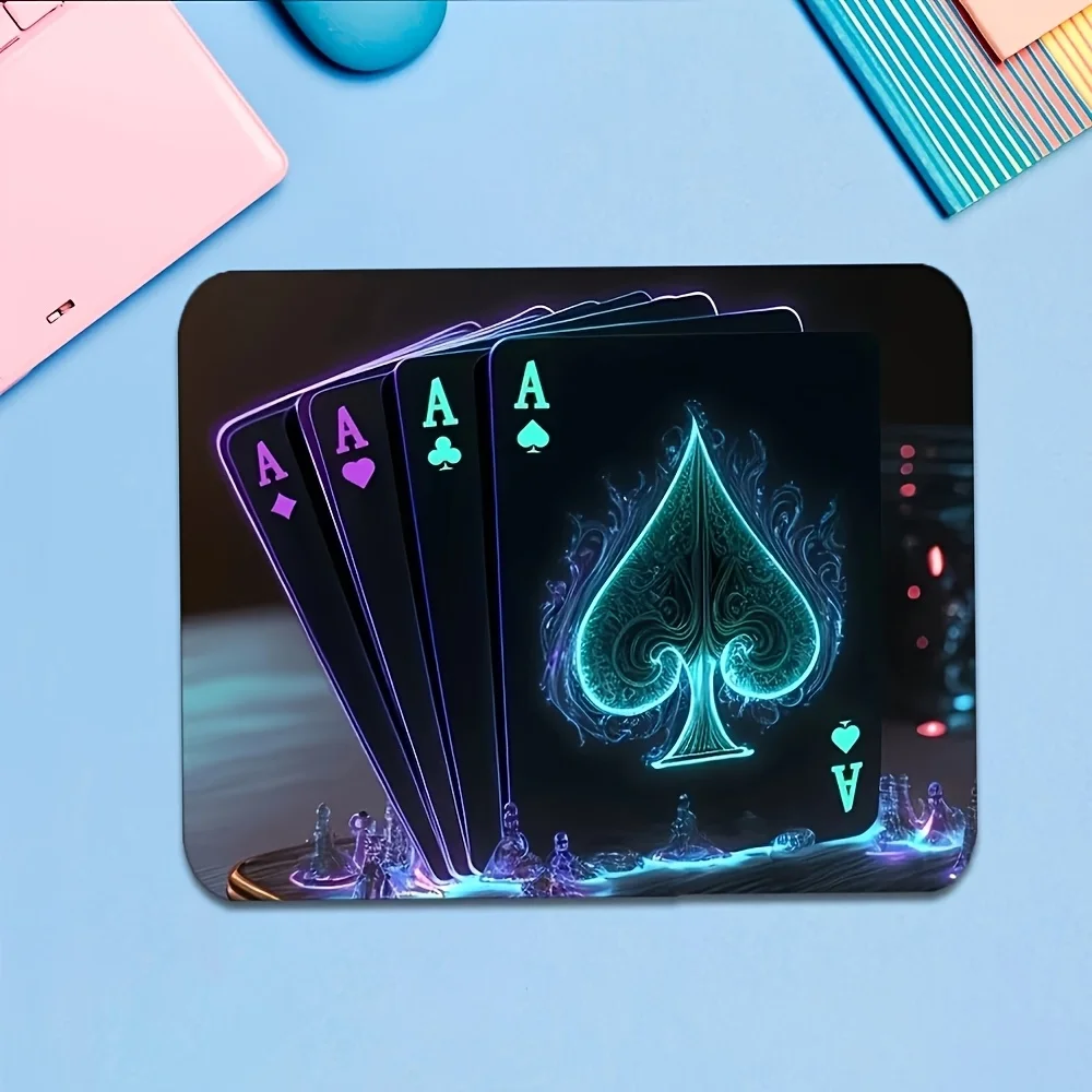 CIFBUY Small Gaming Mouse Pad Poker Ace Creative Art PC Keyboard Desk Mat HD Print Non-Slip Rubber Base Home Office Laptop Decor photo 3