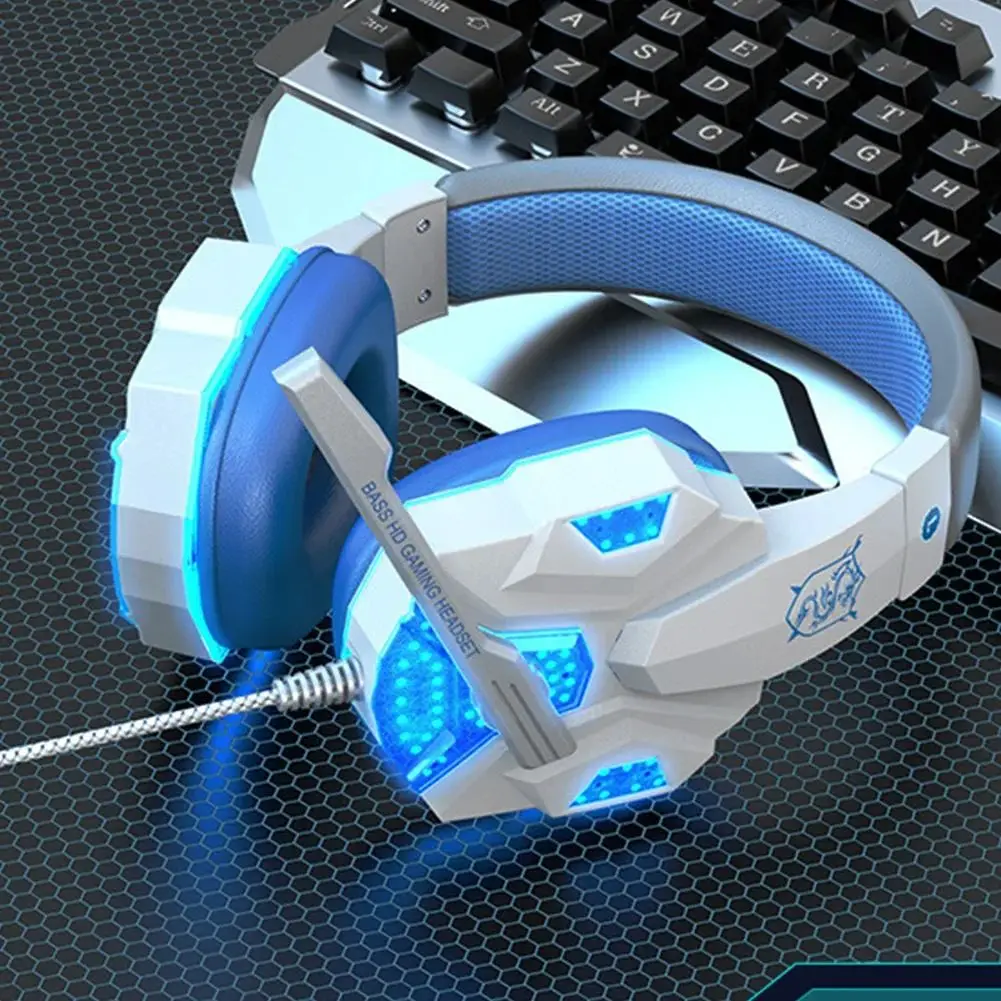 RGB LED Light Gaming Headsets With Mic Low Latency 3.5mm Wired Gaming Headphone For Computer PS4 PS5 Xbox Bass Stereo Earphones photo 1