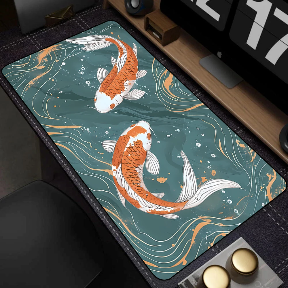 Yin-yang Fish Mouse Pad Black & White Sakura Laptop Desk Mat 90x40cm Company Gaming Accessories Gamer Deskmat Home Table Pads photo 1