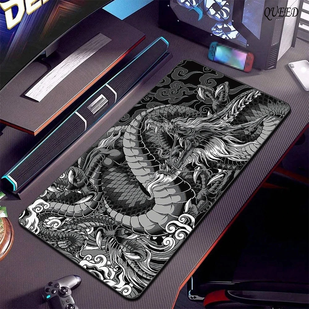 Black and White Dragon Large Mouse Mat Gaming Mousepad Big Rubber Base Mouse Pad Purple Deskpad Eyboard Mats Mousepads 400x900 photo 1