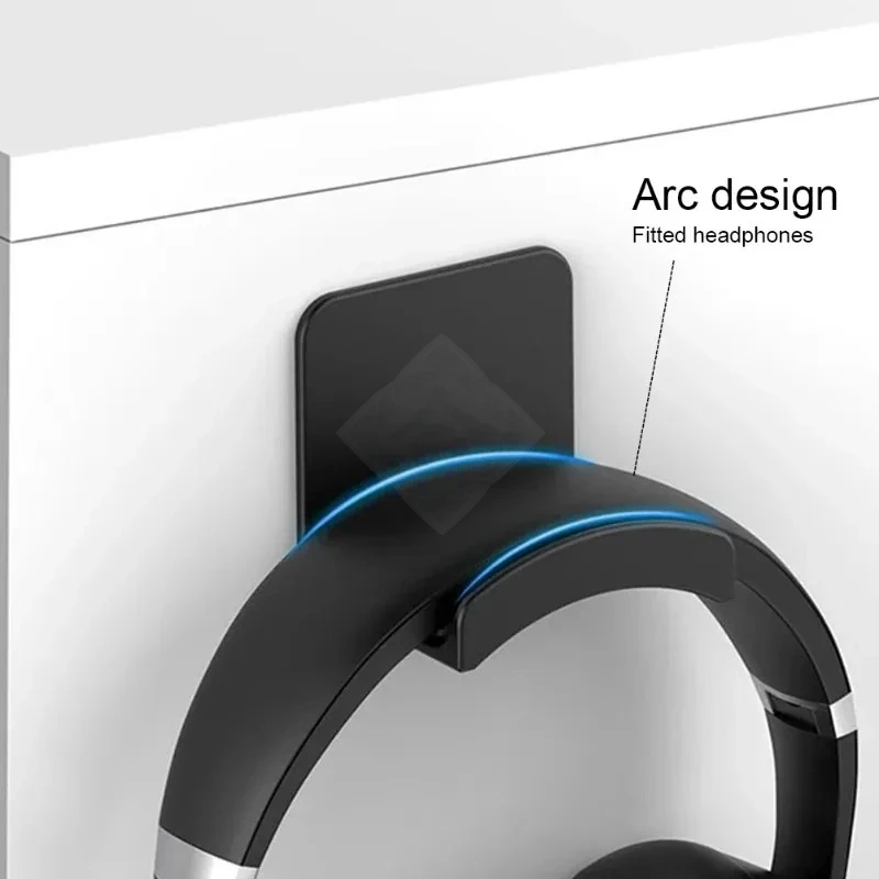Universal Headphone Stand Adhensive Plastic Wall Mount Hanger Under Desk Headset Rack Holder Support for Gaming Earphone Bracket photo 4