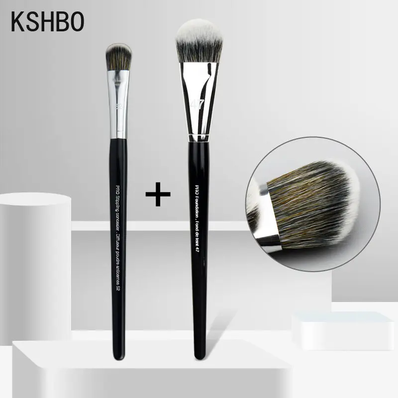 KSHBO 2pcs/Set Women's Foundation Brush Set 47 Broom Head Liquid Makeup Base Brushes for Face Shadow Repairing Beauty Tools photo 1