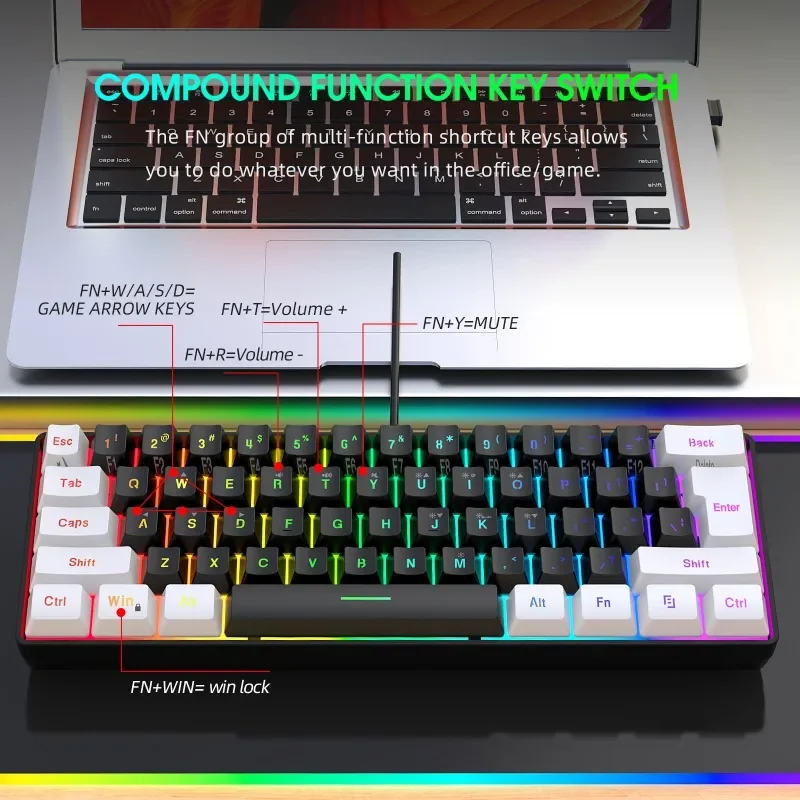 Keyboard and Mouse 60% Computer Gaming Combo Kit PC Backlit Wired Keyboards Mice Kit Office Combos De Promocao Ergonomic Teclado photo 2