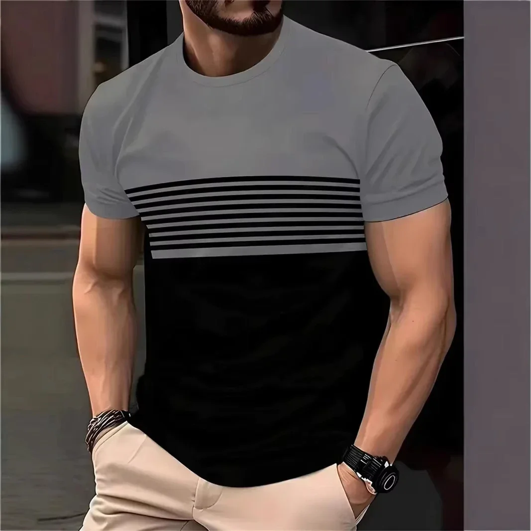 Summer Men's Clothing 3D Circular Print T-shirt Outdoor Round-neck Short-sleeved Tshirt Sports Street Tops photo 1