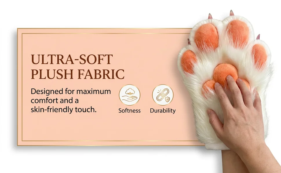 Realistic Fursuit Paws Gloves with Built-in Whistle Soft Plush Furry Claws for Furry Fandom Cosplay Convention photo 5