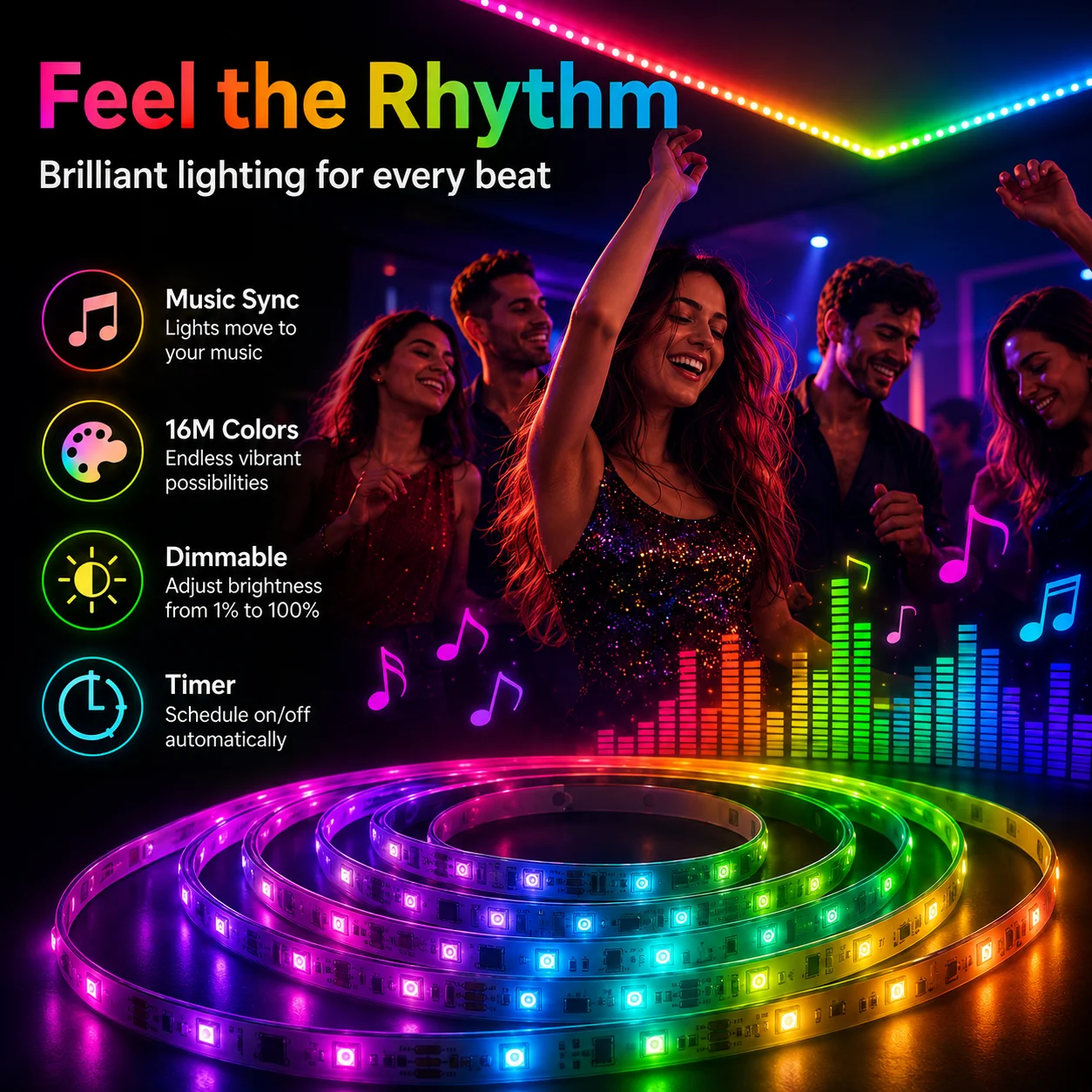 LTG-GEE RGB LED Strip Lights Music Sync USB 5V Remote Control Led Ribbon Flexible Lamp For Room Party TV Desk Bedroom Decoration photo 6