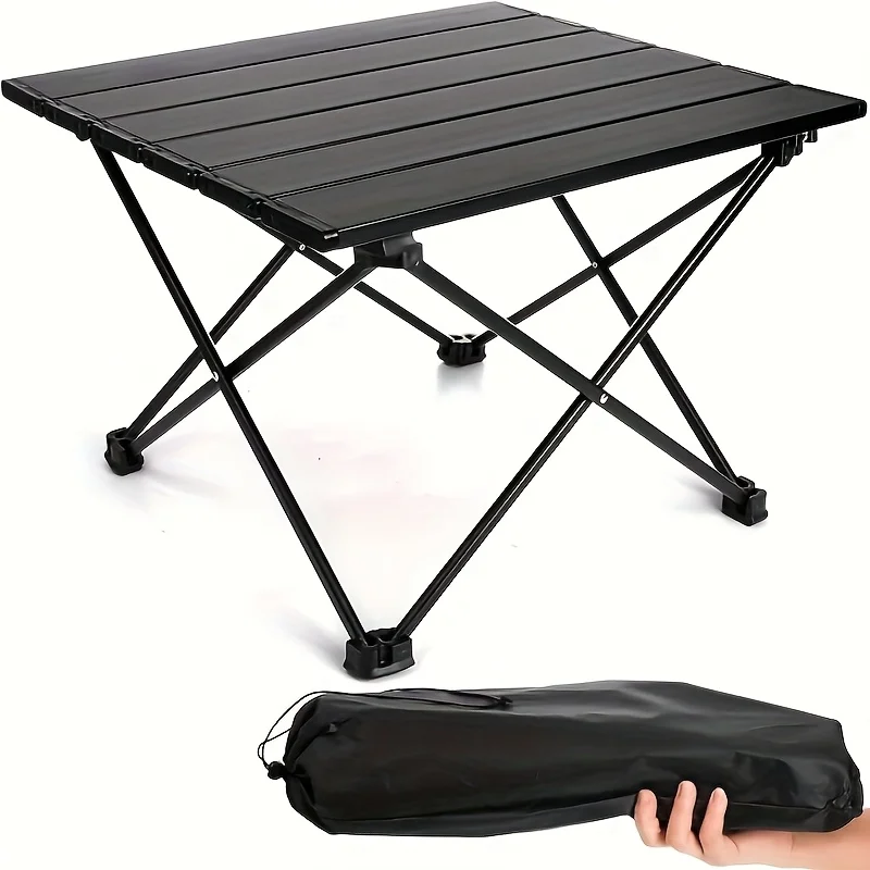 1pcSmall Portable Folding Stainless Steel Multifunctional Outdoor Camping Side Table for Beach Picnic BBQ Hiking Boating Cooking photo 1