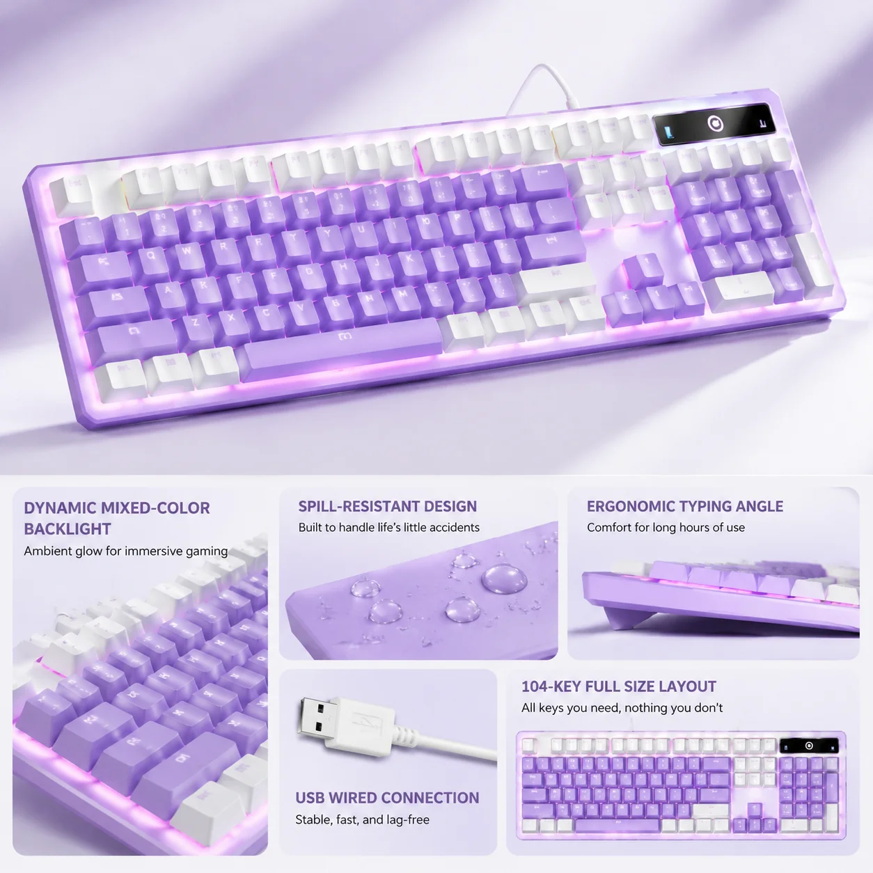RGB Backlit Waterproof Mechanical Feel Gaming Wired Keyboard Full-Size Ergonomic Office/Gamer Keyboard For PC Computer Laptop photo 2