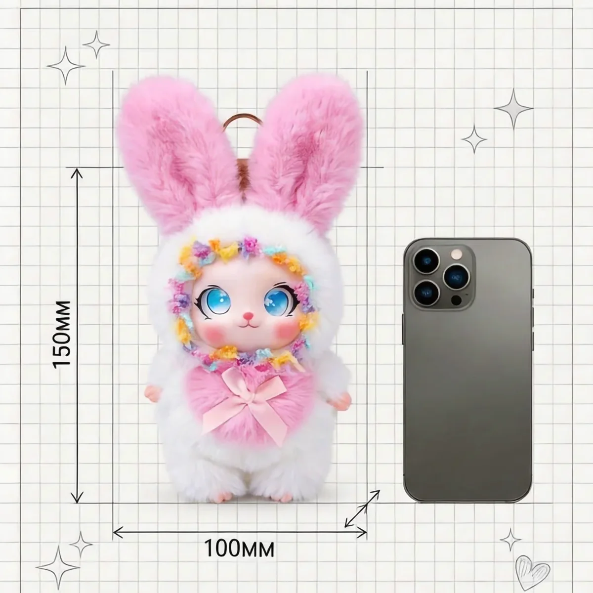 Cute and colorful Plush Rabbit doll; Children's Plush Animal Rabbit doll; Long-Eared Cute Rabbit Lace-Trimmed Plush doll Pendant photo 3