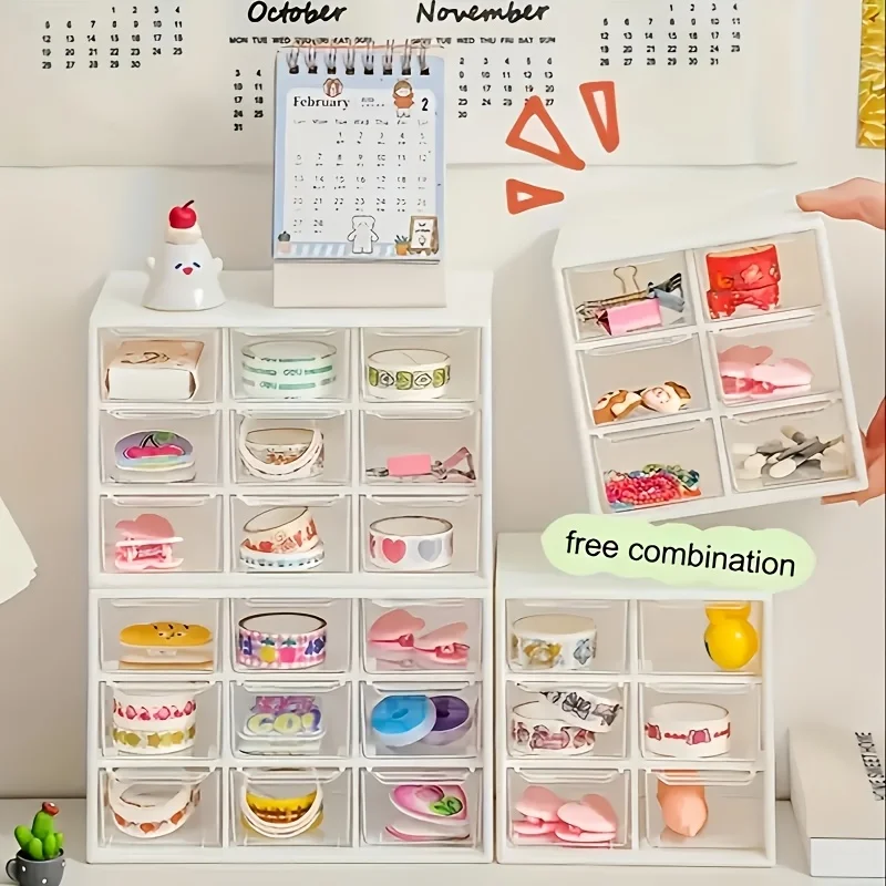 Dustproof Multi-Grid Desktop Drawer Organizer - Portable Storage Box for Jewelry, Cosmetics, Desk Drawer Organizer Box photo 4