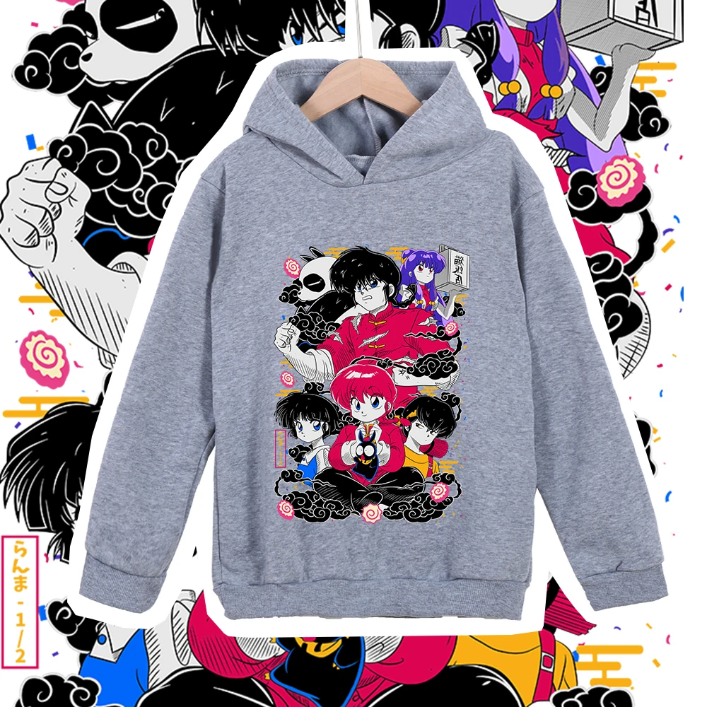 Kids Cartoon Ranma Characters Print Cotton Hoodie Sweatshirt for Boys Girls 100-160cm Unisex Anime Pullover photo 4