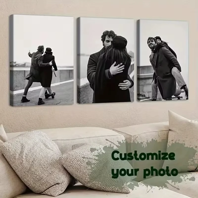 3pcs Personalized Custom Canvas Prints Photo Custom Poster For Family Life Pets Anime Birthday Weddings Scenery Home Decor Gift photo 2