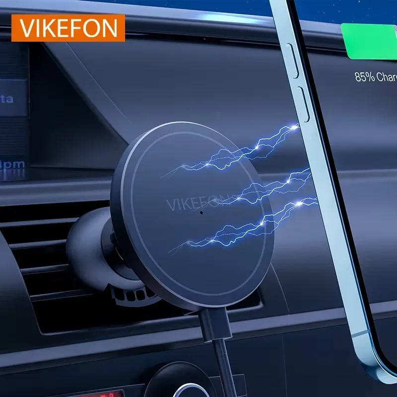 VIKEFON Magnetic Car Wireless Charger For iPhone 12 13 14 15 Pro Max Air Vent Car Phone Holder Stand Fast Car Charging photo 1