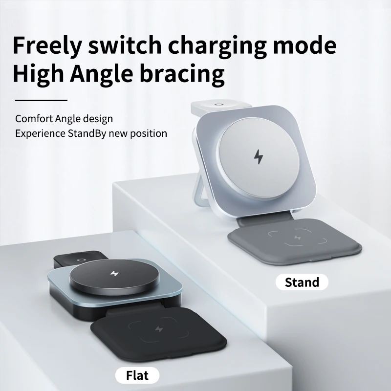 3 In 1 Foldable Magnetic Wireless Charger Stand For iPhone 15 14 13 12 Pro Max IWatch AirPods Pro Station Fast Charging Holder photo 1