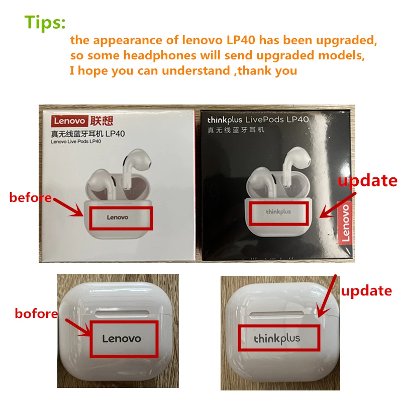 Original Lenovo LP40 wireless headphones TWS Bluetooth Earphones Touch Control Sport Headset Stereo Earbuds For Phone Android photo 6