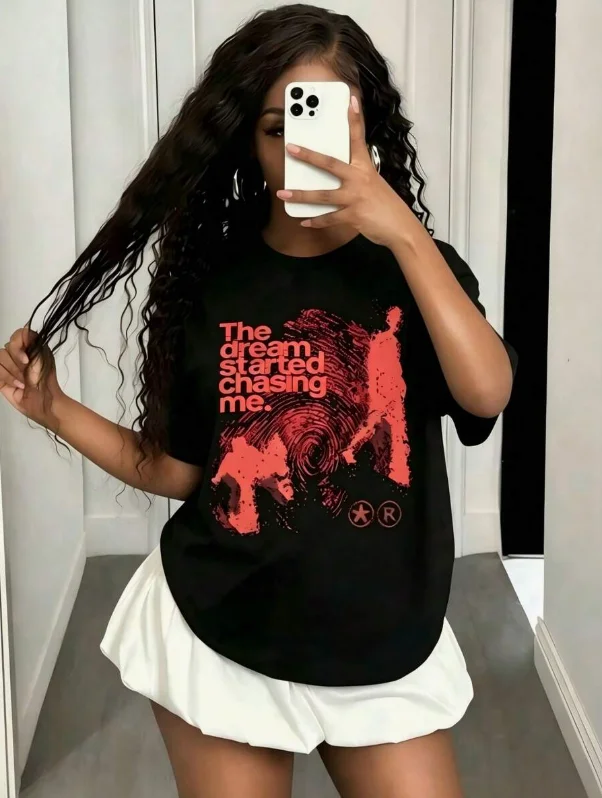 Men Tshirt Cotton Short Sleeve Shadow Print Y2k Top Tees Harajuku Streetwear Vintage Graphic Korean Aesthetic Clothing photo 4
