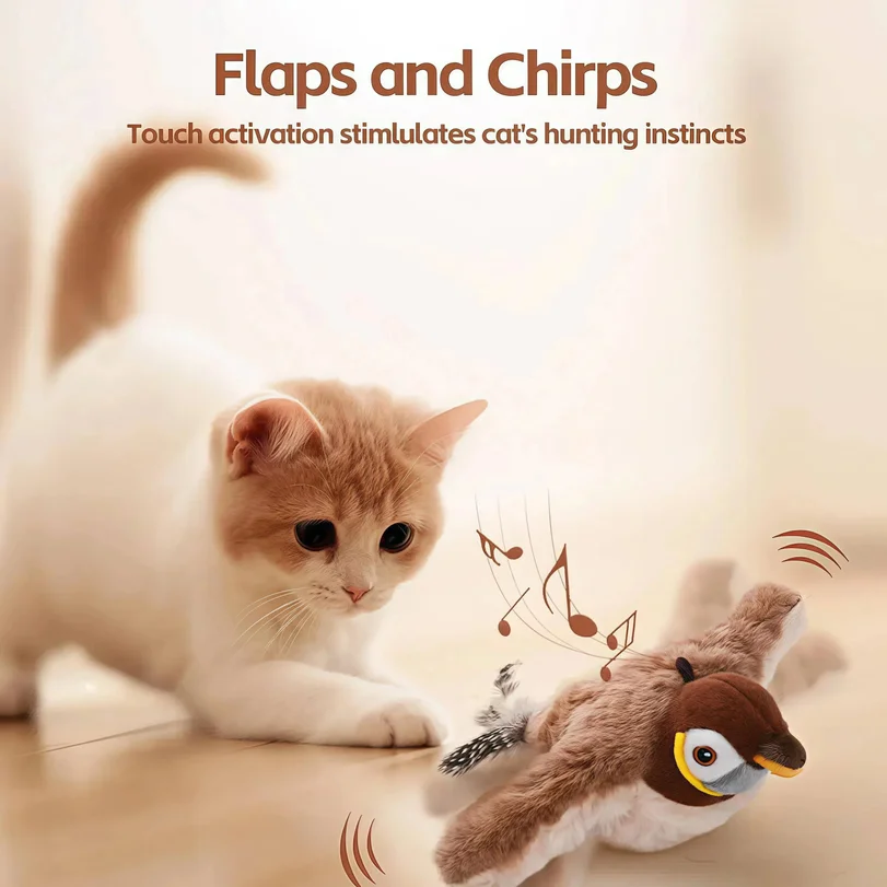 New Simulated Bird Cat Toy Interactive Toys Dog Rechargeable Chirping Flapping Bird(no Flying) Touch Activated Plush Toy Pet photo 5