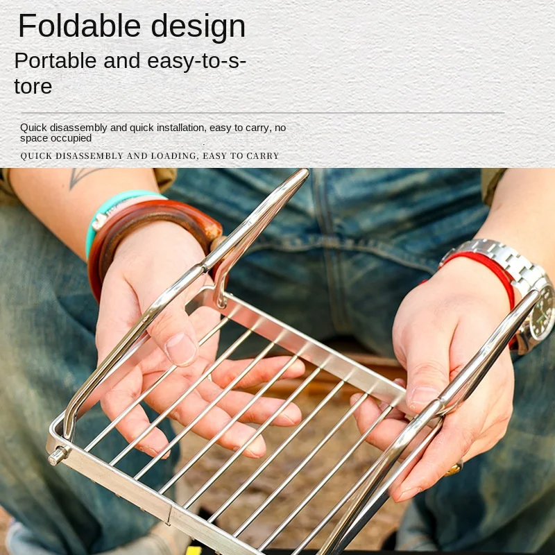 Outdoor Stainless Steel Stove Holder Camping Portable Folding Mini Barbecue Rack Pot Holder Baking Tray Holder photo 2