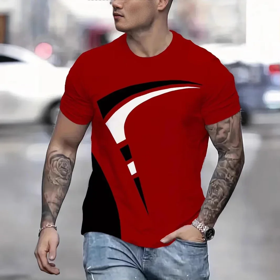 Summer Men's Clothing 3D Circular Print T-shirt Outdoor Round-neck Short-sleeved Tshirt Sports Street Tops photo 4