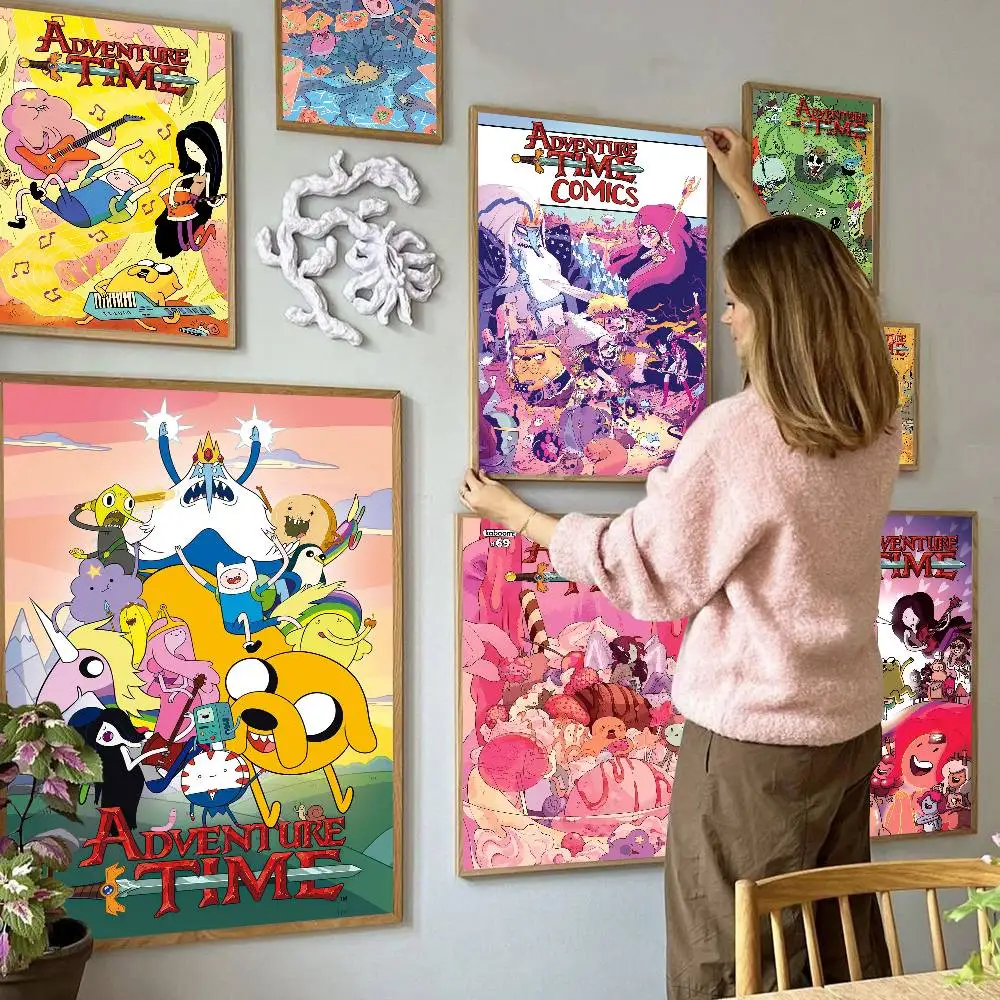A-Adventures Cartoon Time Anime Whitepaper Poster Waterproof Paper Sticker Coffee House Bar Aesthetic Art Wall Painting photo 1