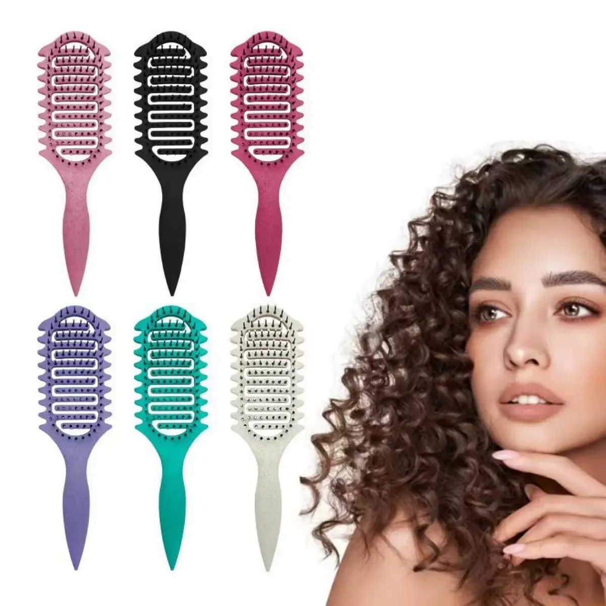 3 in 1 Curl Define Styling Brush Hollow Out Detangling Hair Brush Tangled Hair Comb Shaping Defining Curls Barber Styling Tools photo 3