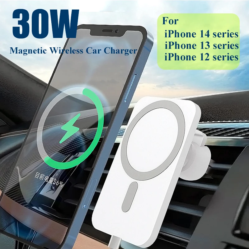 Wireless Charger Magnetic Car phone Holder for iPhone 14 13 Pro Max 12 Phone Accessories 30W Fast Charging Induction Adapter photo 1