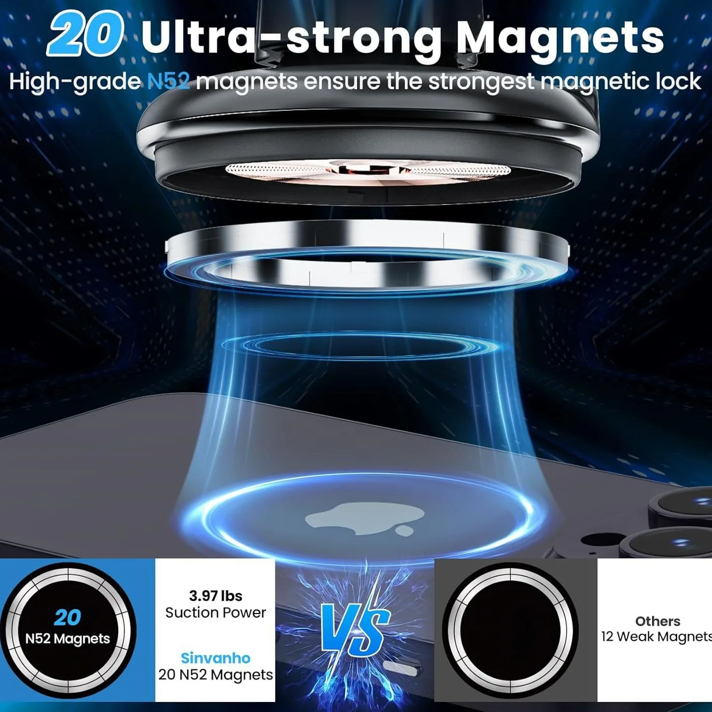 Car phone holder, multifunctional car cup holder suction, mobile phone navigation holder, magnetic wireless charger photo 3
