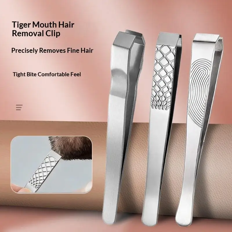 【B】Durable Stainless Steel Tweezers For Beard Eyebrow Hair Removal Flat Tip Design Easy Grip Facial Hair Plucking Tool photo 1