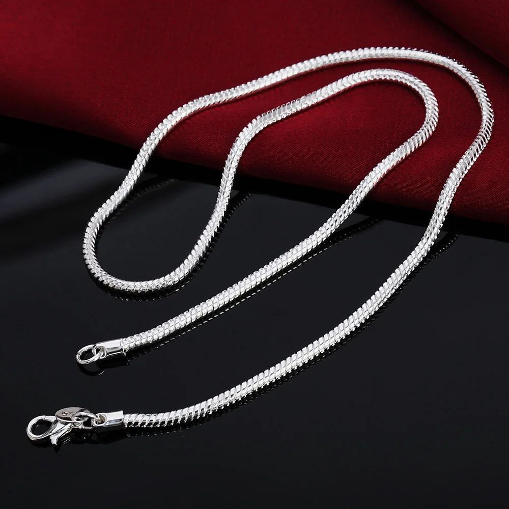 40-75cm 925 Sterling Silver 1MM/2MM/3MM solid Snake Chain Necklace For Men Women Fashion Jewelry for pendant photo 3