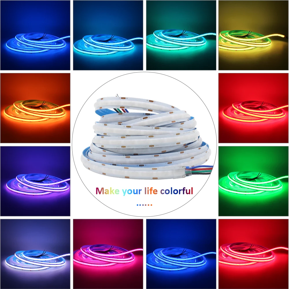 DC 12V COB RGB LED Strip Light 756LEDs/m 1M 2M 3M 4M 5M High Density Flexible FCOB Tape Ribbon Lights for Decoration Lighting photo 3
