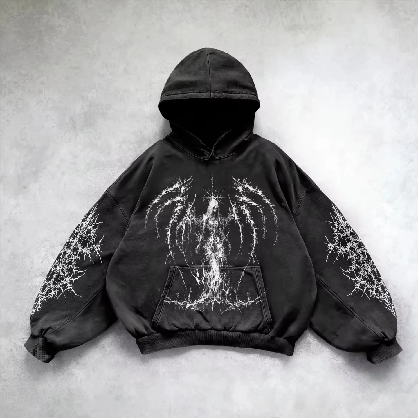 Retro Gothic Graphic Print Hip Hop Hoodie for Men Y2k Grunge Punk Casual Loose Pullover Women Streetwear Sweatshirt Hoodies photo 6