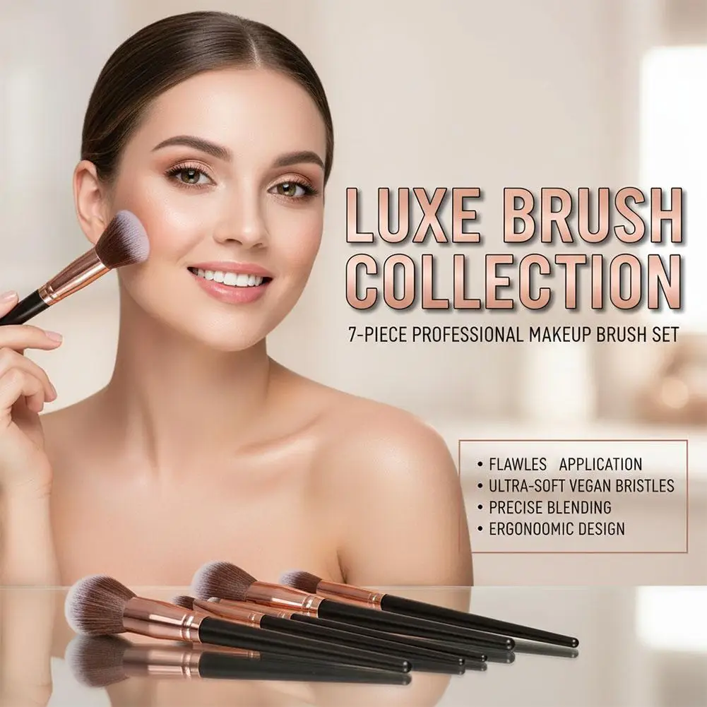 7PCs/Kit makeup brush custom Women Essential Foundation Makeup Brushes for Powder Concealers Eye Shadows Blush Make Up Brushes photo 3