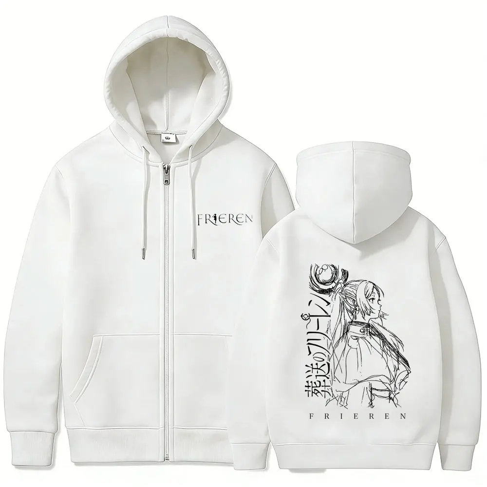 Anime Frieren Beyond Journey's End Print Zipper Hoodie Men Women Casual Oversized Zip Up Hoodies Male Manga Kawaii Humor Jacket photo 6