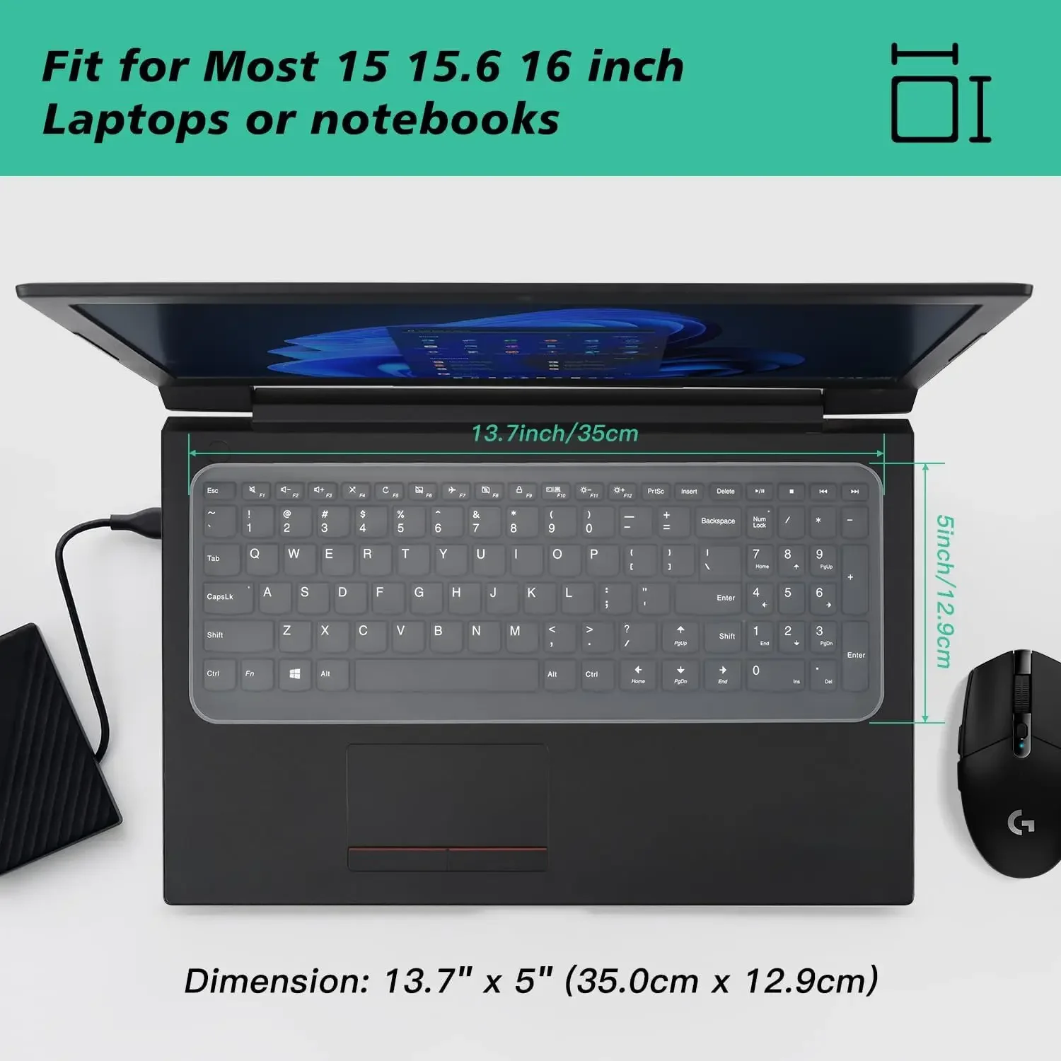 Universal Keyboard Cover Protector Skin for 13" 15.6" inch Laptop Ultra Thin MacBook HP Dell Lenono ASUS Waterproof Dustproof photo 2