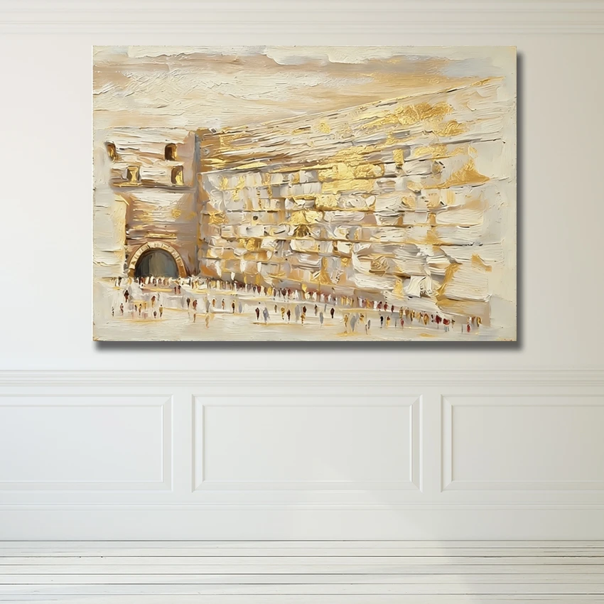 Large Luxury Canvas Art, Jewish Artwork Home Decor, Jerusalem Western Wall Orginal Oil Painting Canvas Picture, Handpainted Art photo 1